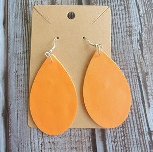 Orange Faux Leather Earrings